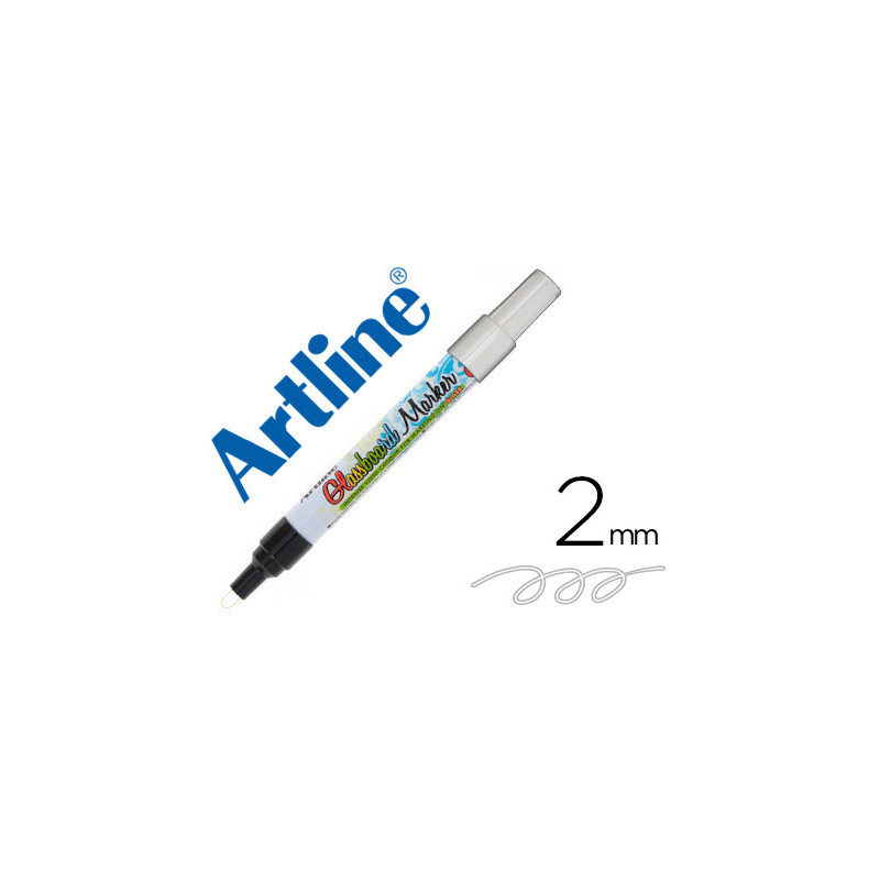 Rotulador artline glass marker especial cristal borrable en seco o humedo color blanco