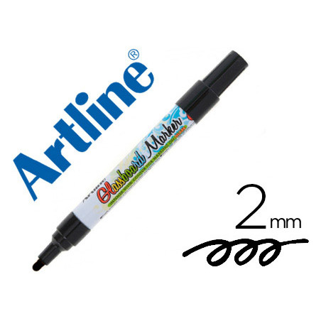 Rotulador artline glass marker especial cristal borrable en seco o humedo color negro