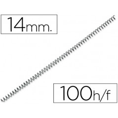 Espiral metalico q-connect 64 5:1 14 mm 1mm caja de 100 unidades