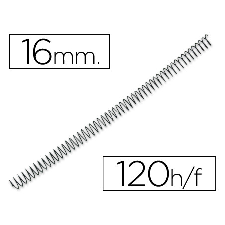 Espiral metalico q-connect 56 4:1 16mm 1,2mm caja de 100 unidades