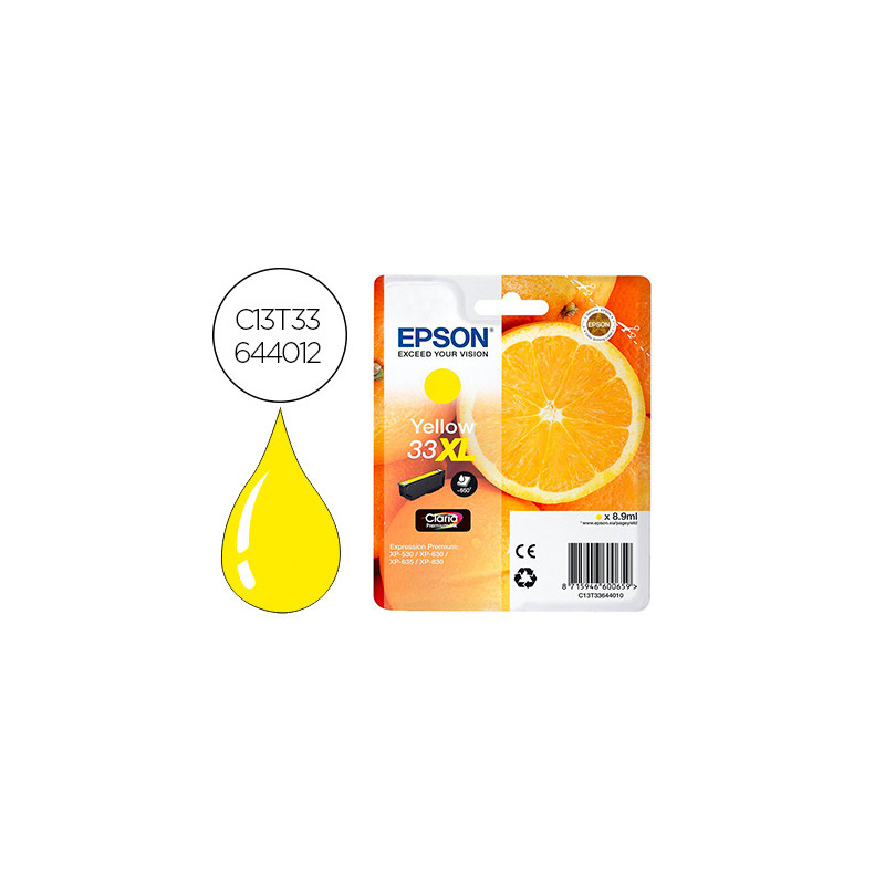 Ink-jet epson expression premium t3364 33xl xp-530 / xp-630 / xp-640 / xp-830 / xp-900 amarillo 650 pag