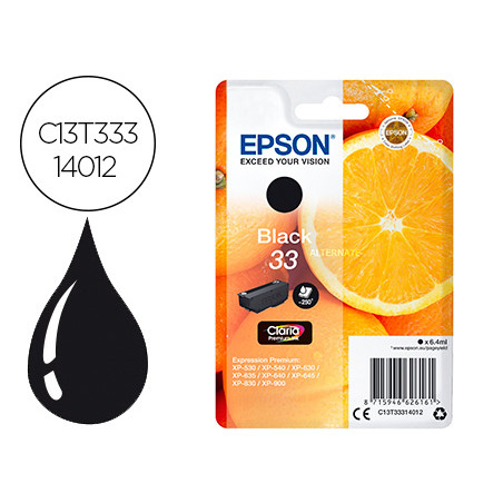 Ink-jet epson expression premiun 33 t3331 xp-530 / xp-630 / xp-640 / xp-830 / xp-900 negro 250 pag