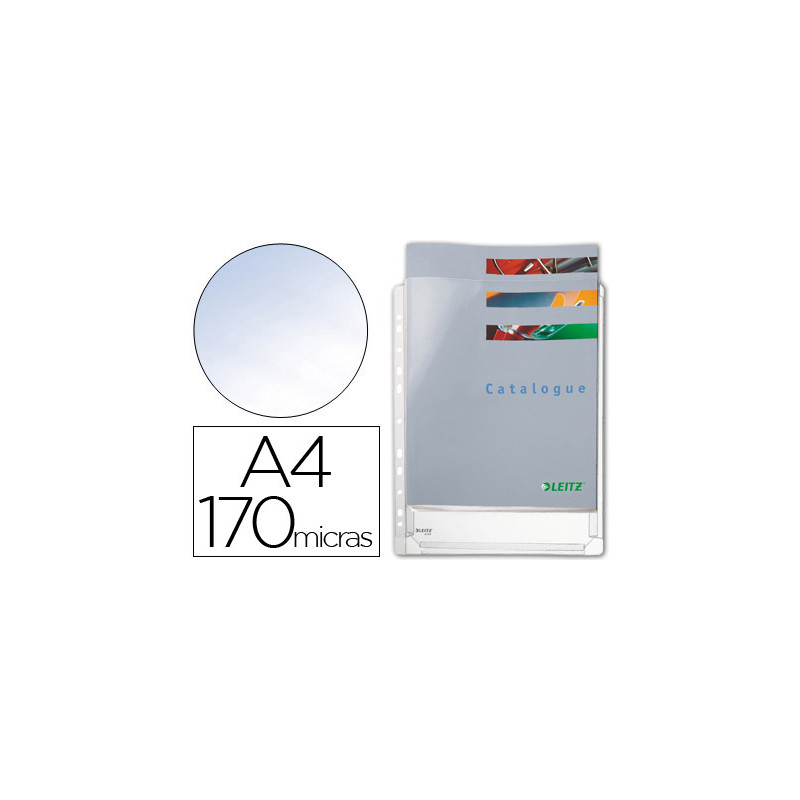 Funda multitaladro leitz din a4 pvc 170 mc con fuelle capacidad 200 hojas pack de 5 unidades
