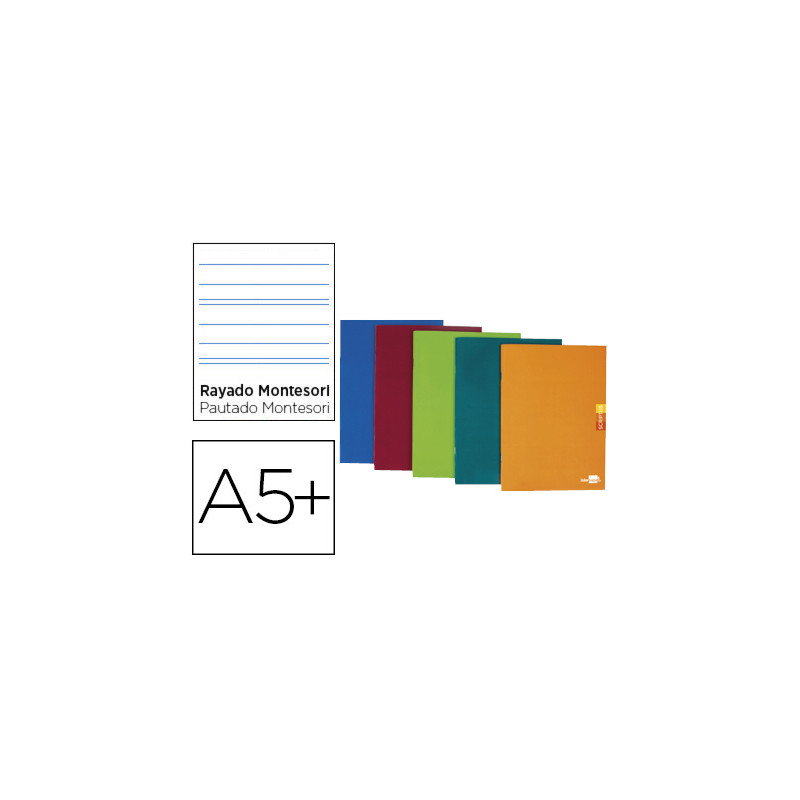 Libreta liderpapel scriptus a5+ plus 48 hojas 90gr rayado montessori 5mm con margen colores surtidos