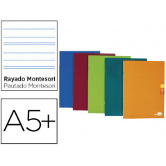 Libreta liderpapel scriptus a5 plus 48 hojas 90g/m2 rayado montessori 3,5mm con margen colores surtidos