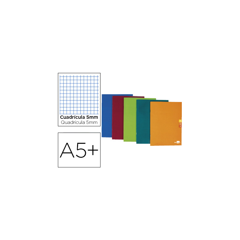 Libreta liderpapel scriptus a5 plus 48 hojas 90gr cuadro 5mm con margen colores surtidos