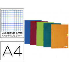 Libreta liderpapel scriptus a4 48 hojas 90g/m2 cuadro 5mm con margen colores surtidos