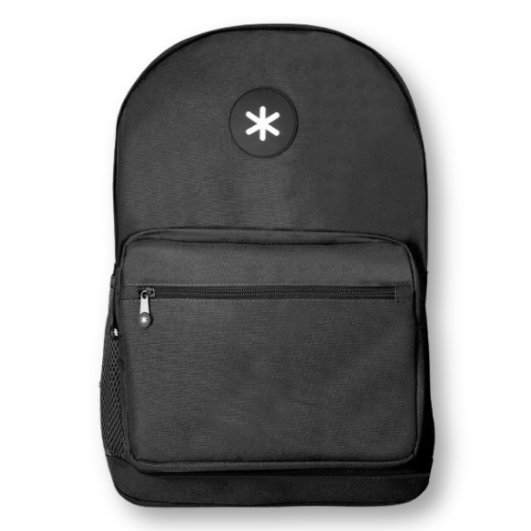 Cartera Antartik Mochila Con Asa Y Bolsillo Frontal Concremallera Color Negro mochila para el cole
