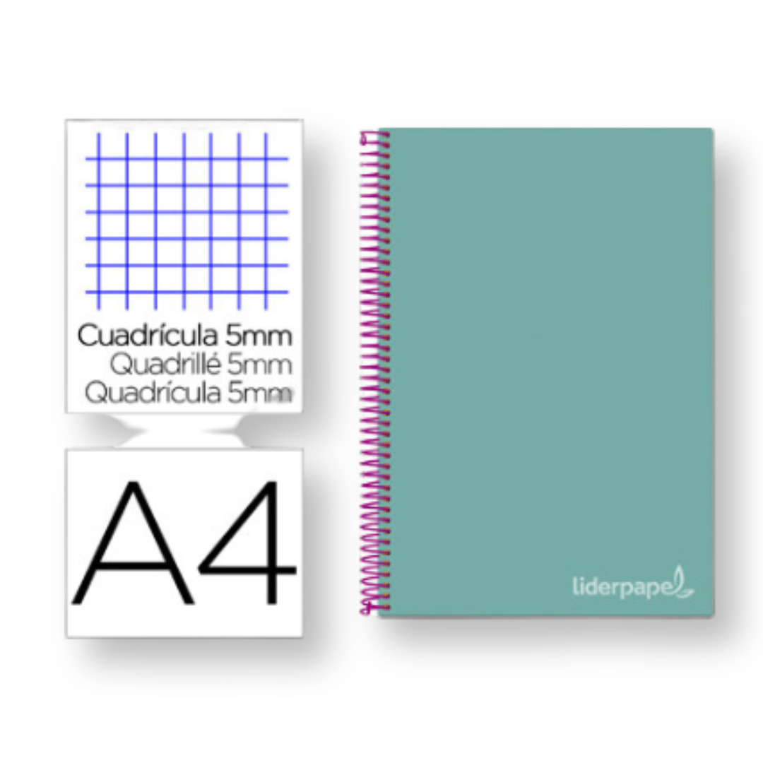 Cuaderno Espiral Liderpapel A4 Micro Jolly Tapa Forrada Libreta para estudiar